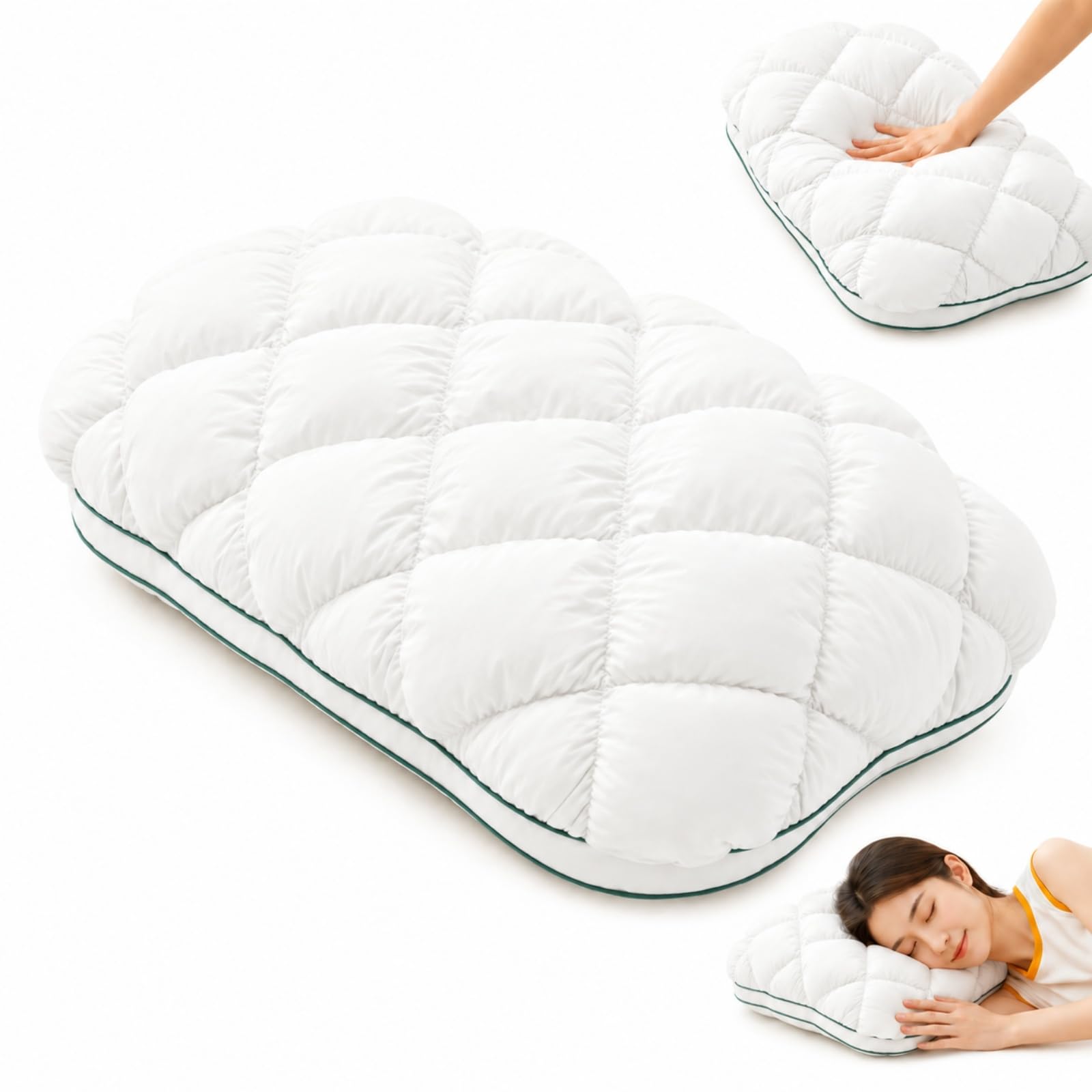 ZrdlqlLcjxy Cooling Marshmallow Pillows for Adults, Cooling Marshmallow Puff Pillow, Cold Marshmallow Pillow ，White：Low