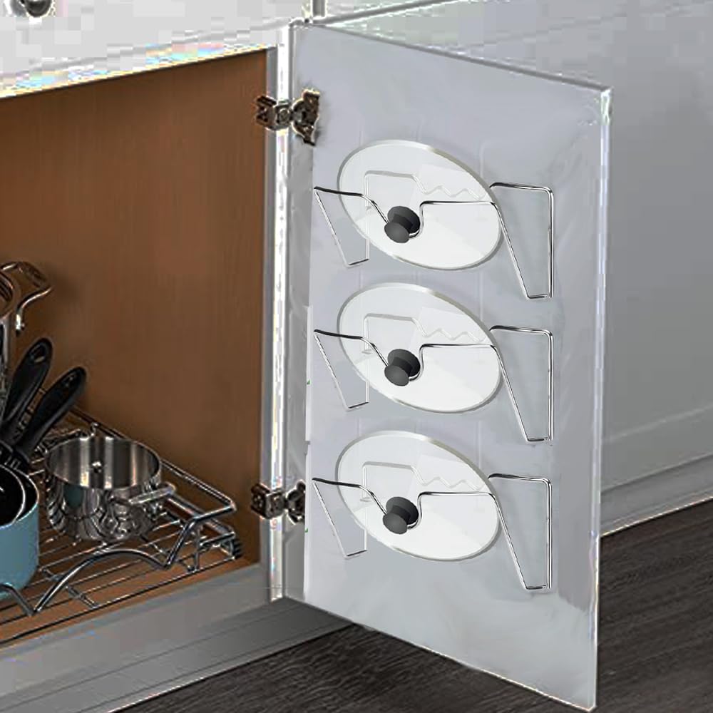 EigPluy Topfdeckelhalter,Selbstklebende Wandhalterung Deckelhalter, Topfdeckel Aufbewahrung Rack,Topfdeckel Organisator(3 Stück) Küche, Haushalt & Wohnen