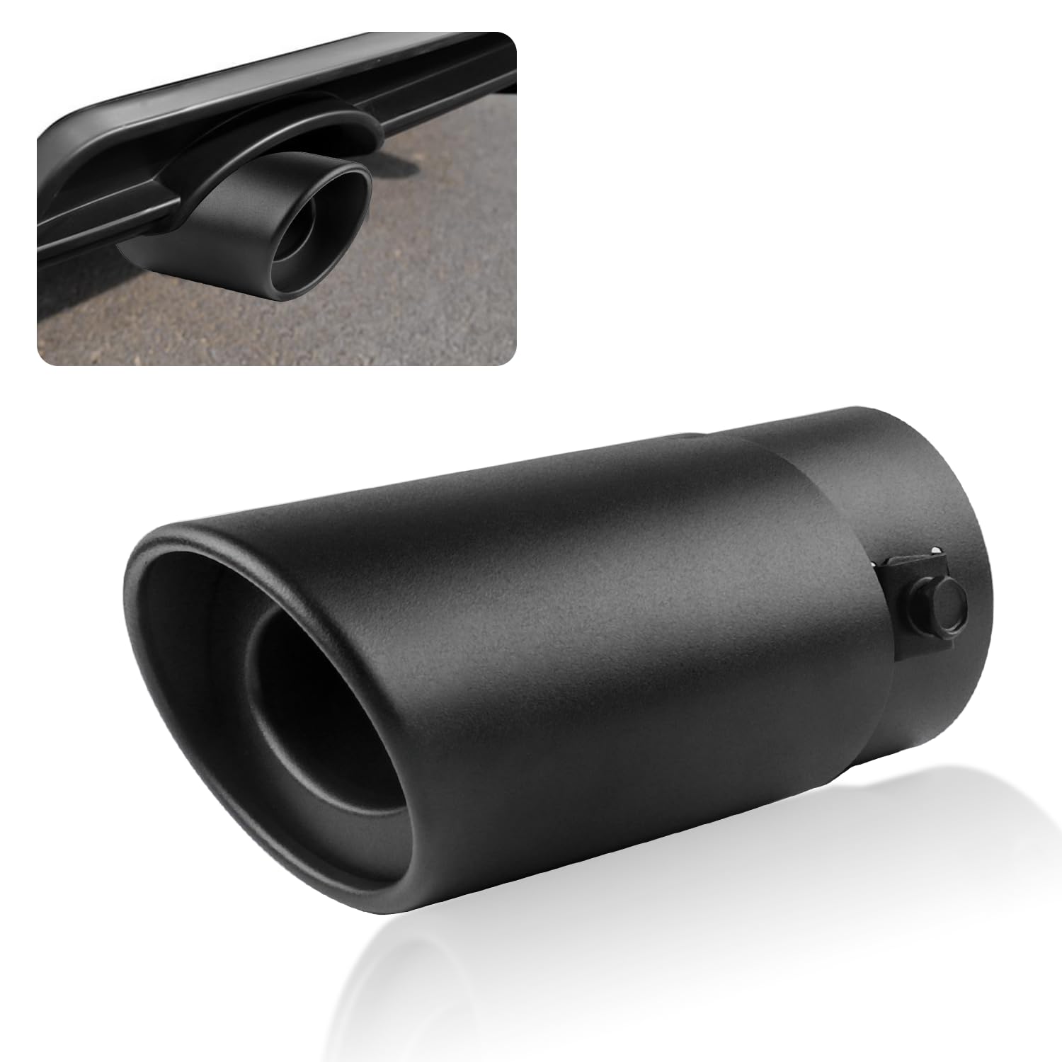 Black Exhaust Tips - High End Stainless Steel 2.5 Inlet 3.2 Outlet for Covering Damaged Tail Pipe Professional Car Accessories Muffler Tip Fits Most Truck SUV(Straight/Black)