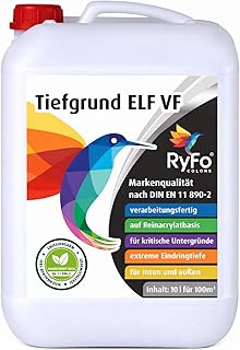RyFo Colors Tiefgrund Innen & Außen ELF VF, verarbeitungsfertig, lösemittelfrei, emissionsarm, für Putz & Beton, 10 l