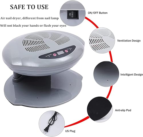 Miniatura 3 de Secador de uñas profesional, ventilador de uñas de 400 W, máquina secadora con inducción automática, viento cálido y frío, herramienta de manicura