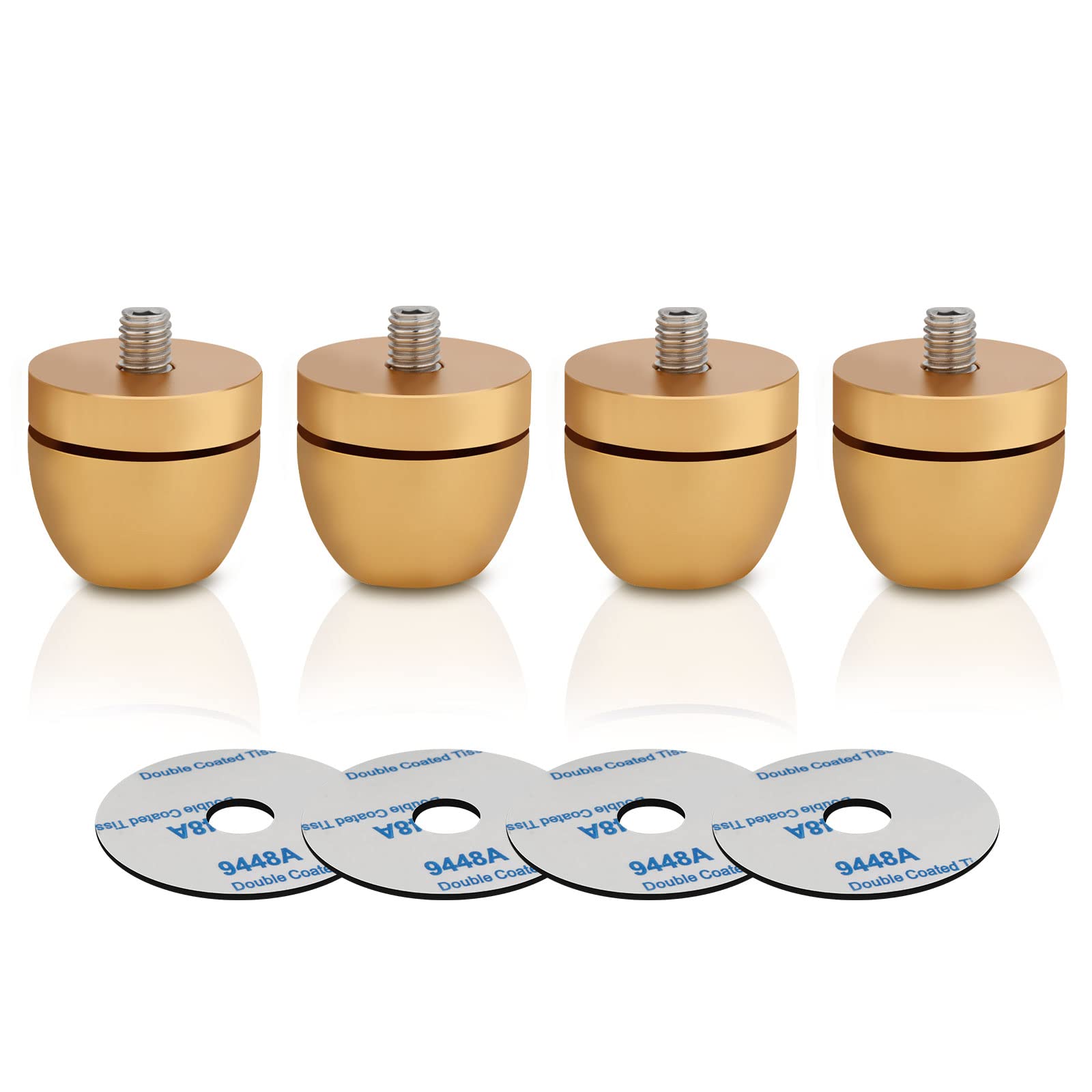 Lautsprecher Isolationsfüße Aluminium 33mm*30mm High-End HiFi Lautsprecher Pads Isolationsfüße Subwoofer füße Audio Verstärkerfüße für Audio,Lautsprecher,Subwoofer,Heimkino(4 Stück,Gold)