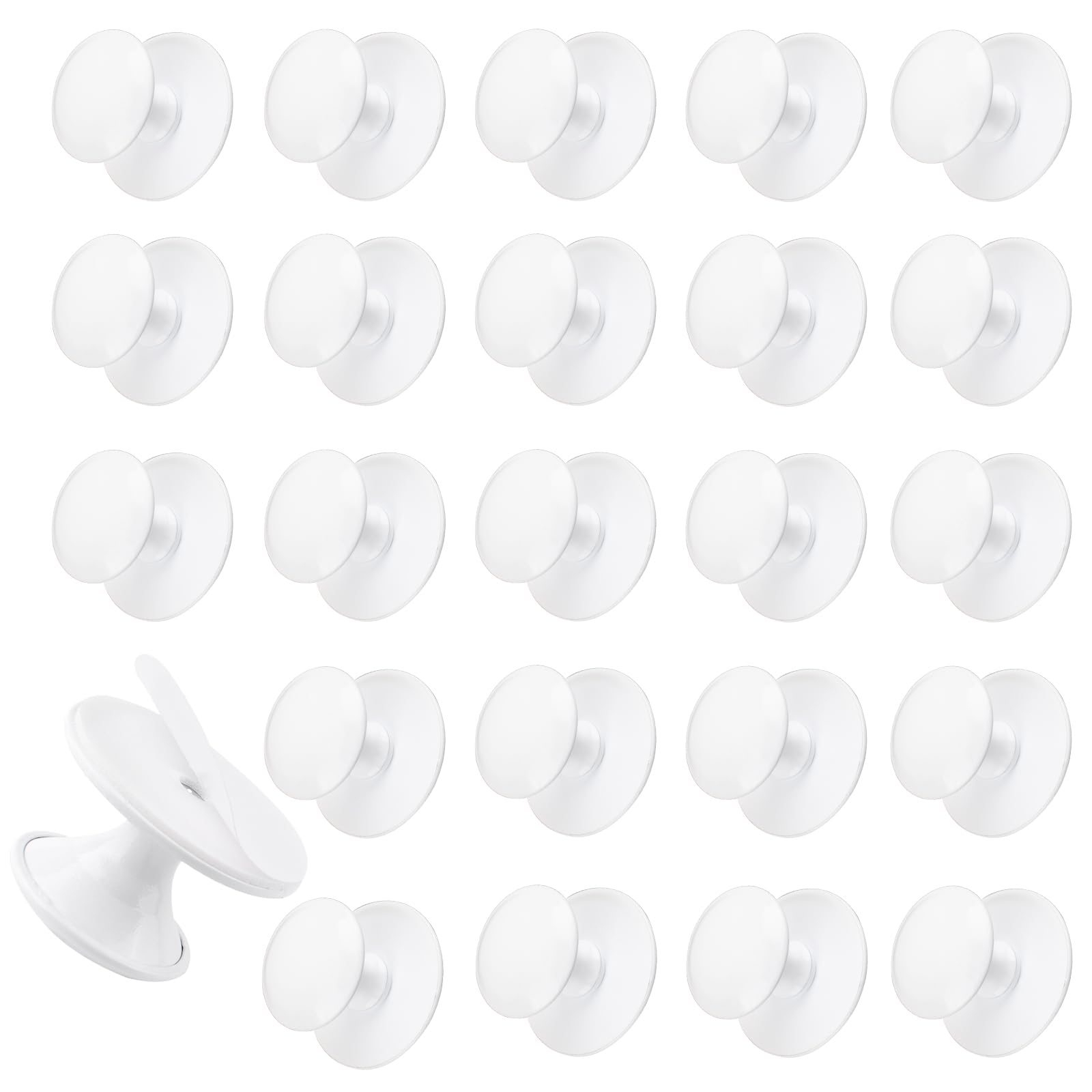 MOROBOR Adhesive Cabinet Knobs, 24pcs Self-Stick Instant Kitchen Drawer Pulls Stainless Steel Knobs for Windows Wardrobes Cabinets Drawers (White)