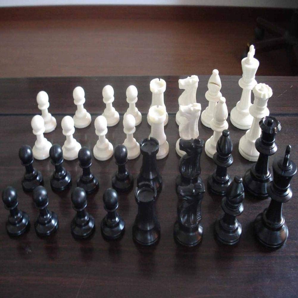 Wytino Chess Game,Plastic Chessmen Set International Chess Game Complete Chessmen Set Black&White(74mm) - Image 4