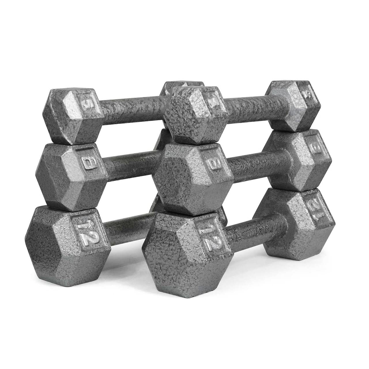 WF Athletic Supply Cast Iron Dumbbell Set Solid Hexagon Grey Dumbbell Set Strength Training Free Weights for Women