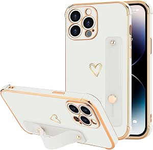 LCHULLE Coque pour Samsung Galaxy A15 4G/5G pour femmes et filles, cadre ondulé mignon de forme bouclée avec motif cœur – coque de protection pour appareil photo de luxe plaquée antichoc pour