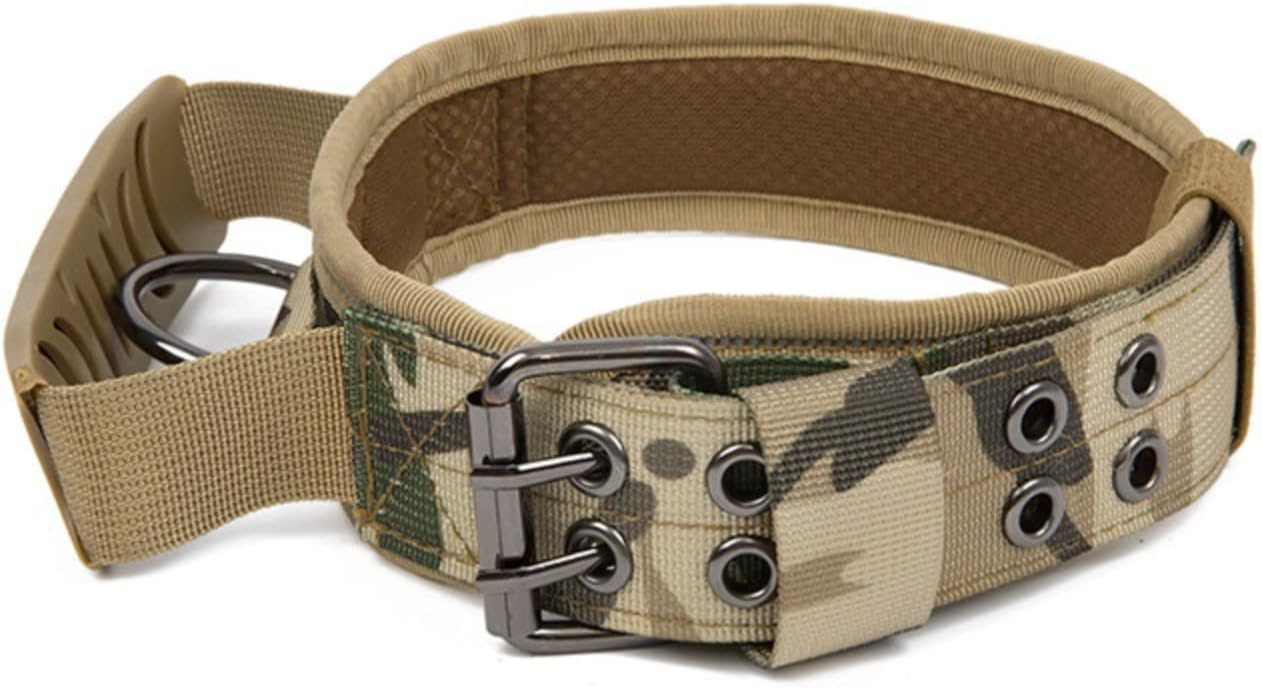 Hundehalsband, Robustes taktisches Hundehalsband, personalisiertes Militär-Hundehalsband, breites mit Kontrollgriff for mittelgroße und große Hunde(Camouflage,XL)