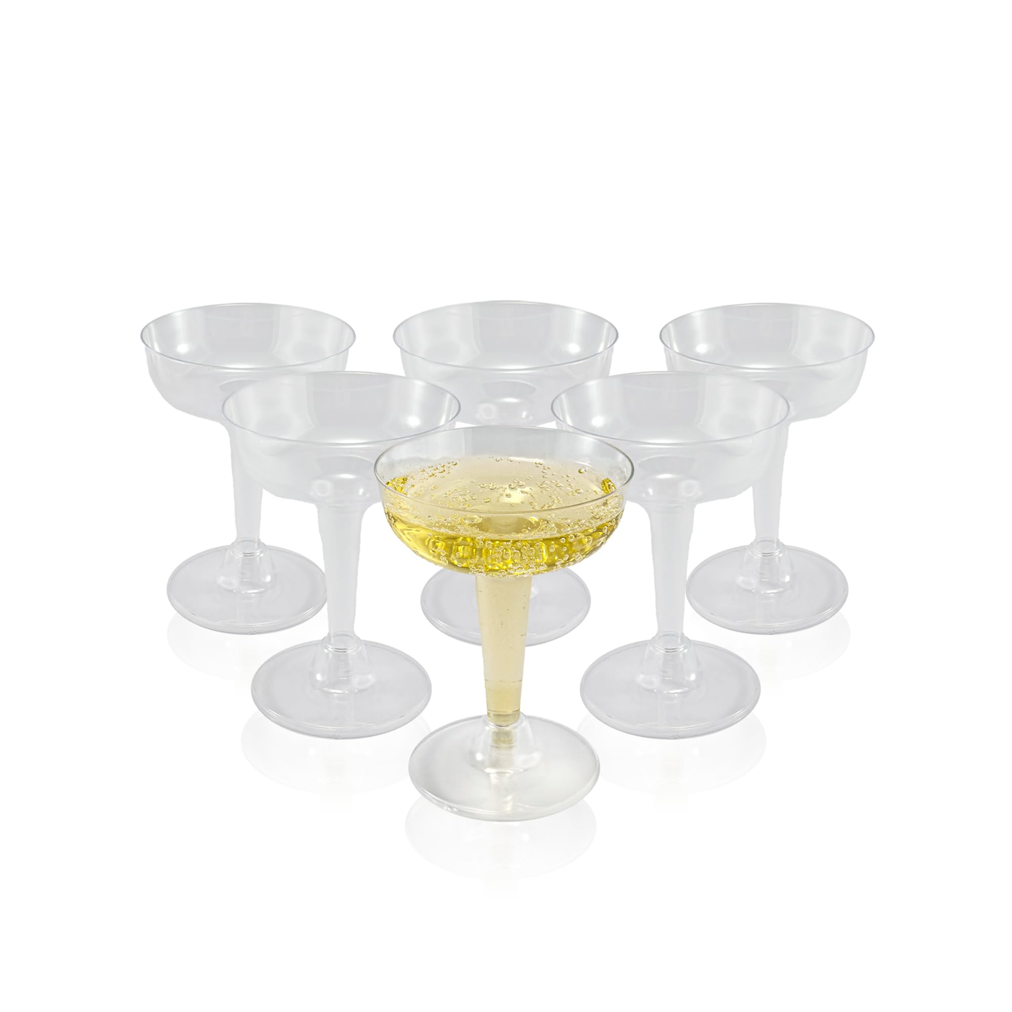 6 Bicchieri Da Champagne & Cocktail In Plastica Trasparente