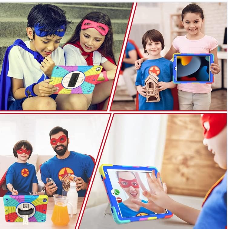 Miniatura 8 de BMOUO Funda para iPad de 987 generación de 10.2", correa de mano giratoria a prueba de golpes para iPad de 987 generación con soporte para lápiz