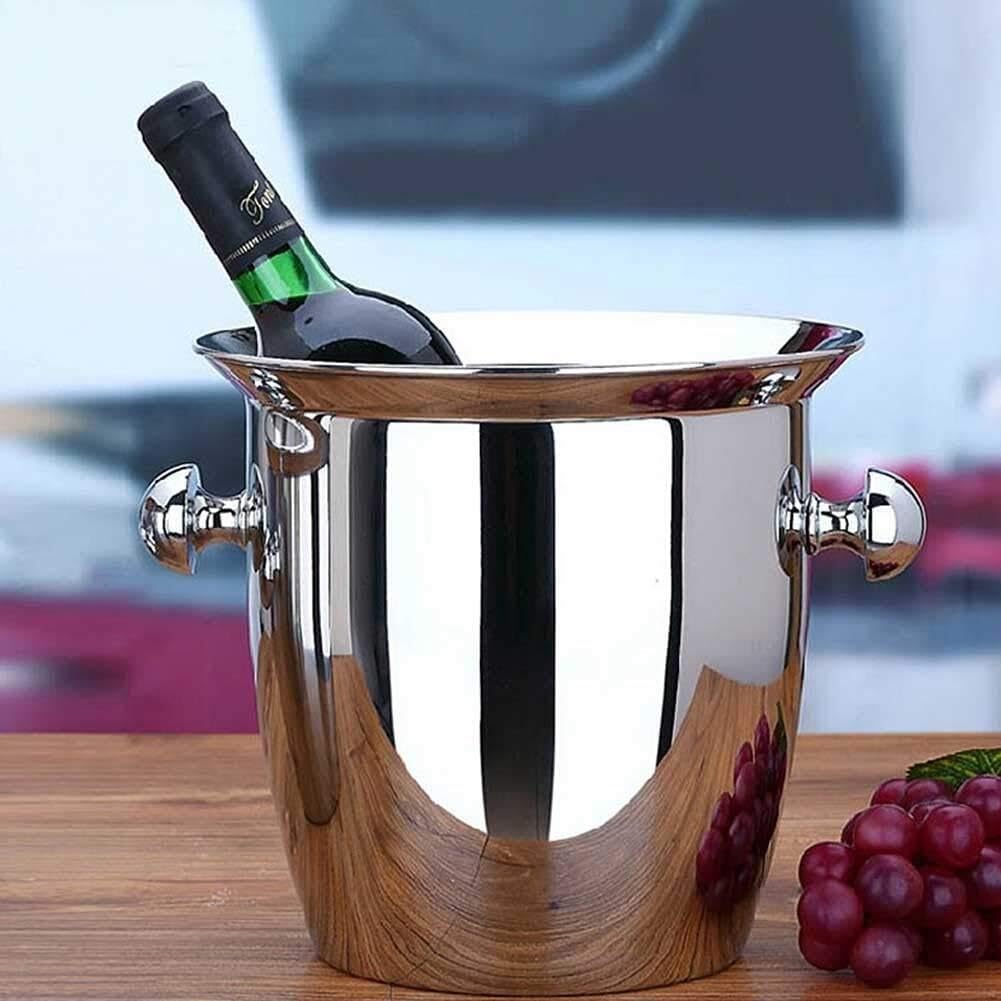 Insulated Stainless Steel Double Wall Ice Bucket with Carry Handle - Wine, Champagne Cooler