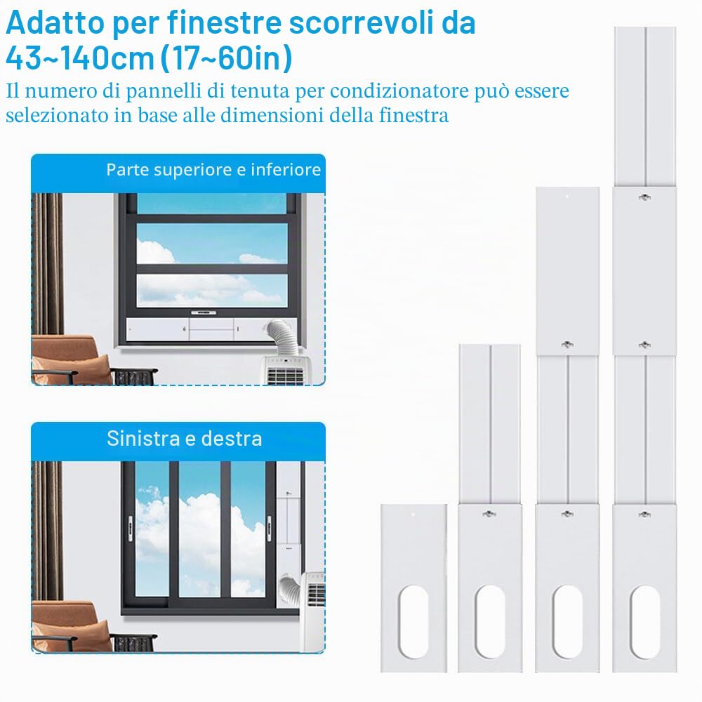Kit di 4 pezzi per finestra di condizionamento portatile, con adattatore e guarnizione per finestra