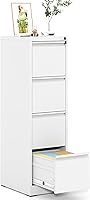 EKJOfficials 4-Drawer Locking Metal File Cabinet Vertical Steel Home Office 18" Deep White Legal/Letter/A4 Organizer