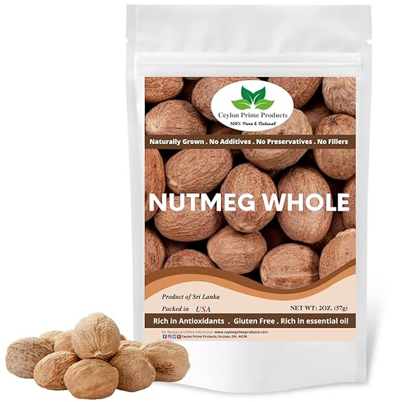 Nutmeg Whole by Ceylon Prime Products (2oz) 100 Pure