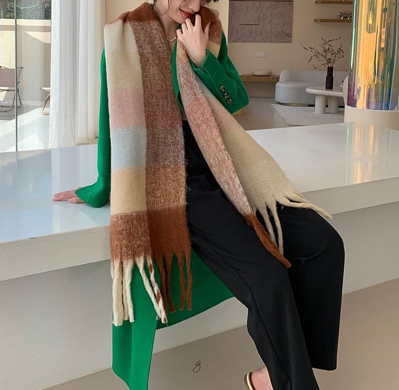 Chunky Scarf for Women Winter Plaid Thick Warm Long Shawl Wraps Cold Weather Big Christmas Fashion Blanket Scarves - Image 4