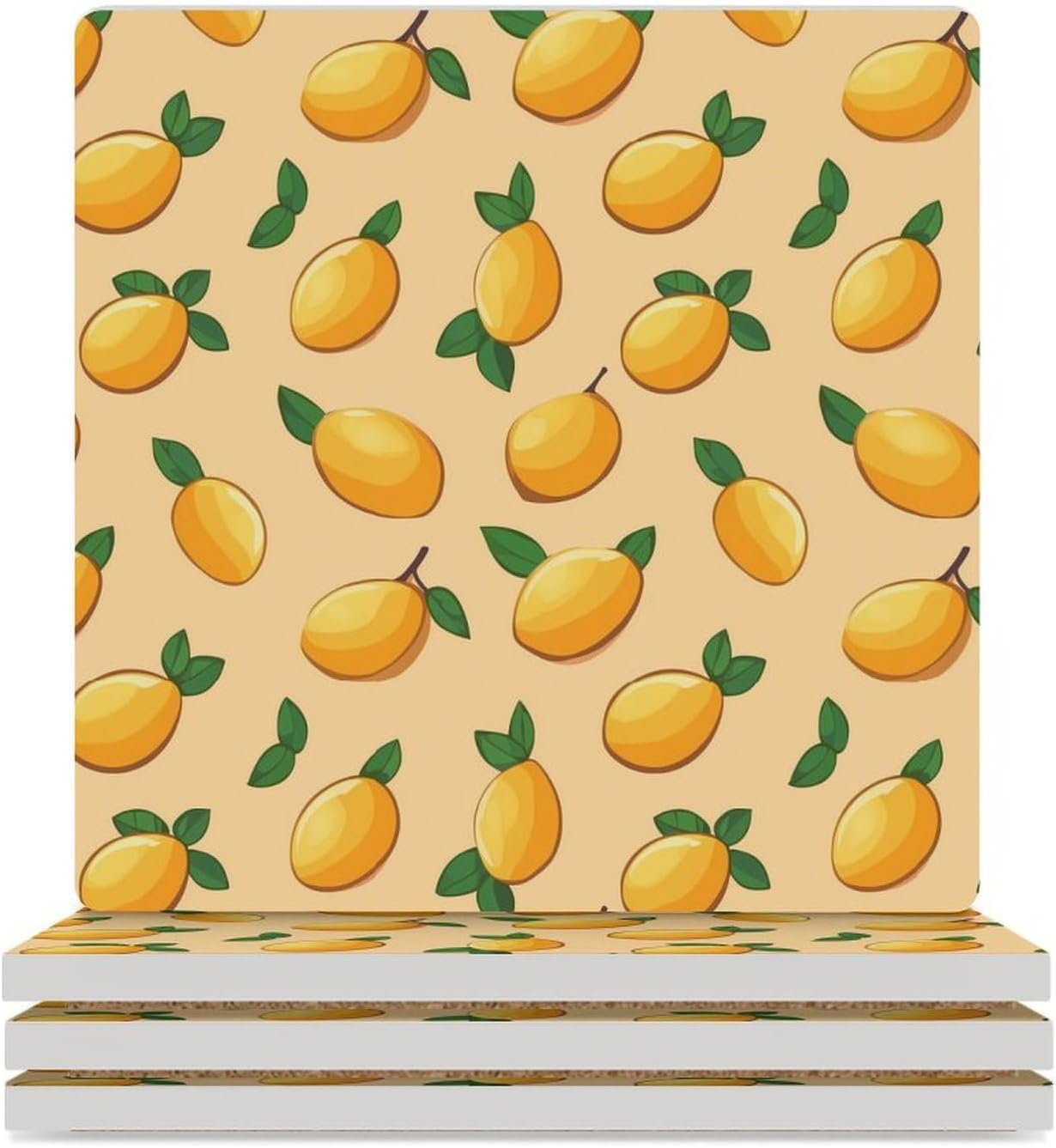 Mango Ceramic Coasters Square Drinks Coaster Coffee Table Decor Table Coaster for Home Bar