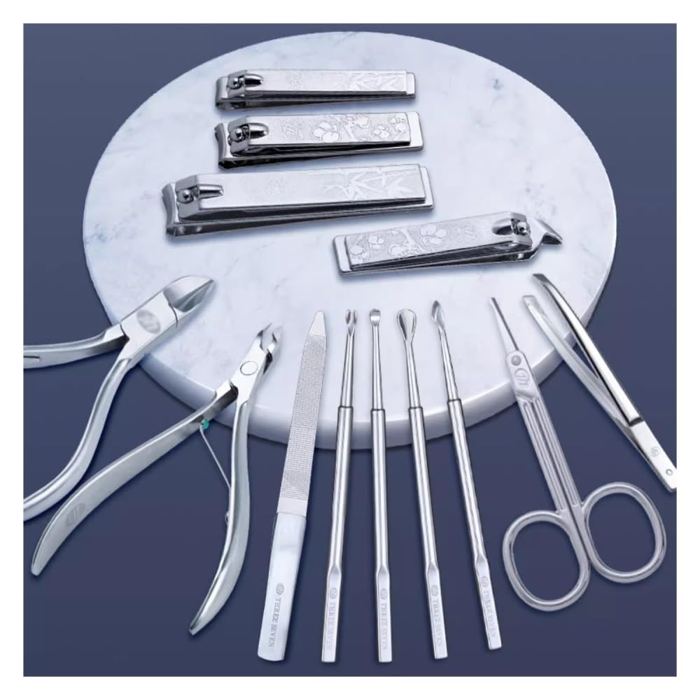 Set di tagliaunghie, set manicure per uomo, kit professionale per unghie, set di tagliaunghie, 13 pezzi, kit per la cura delle unghie in acciaio inossidabile, kit per pedicure da uomo con tagliaunghie