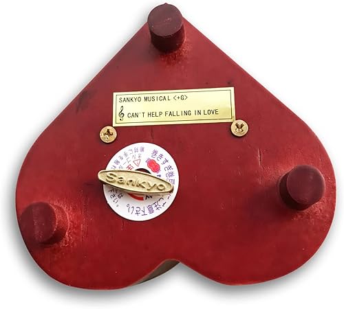 Miniatura 5 de BinkeGG Caja de música con forma de corazón de madera marrón con movimiento musical Sankyo (opción de 60 melodías) (Bailarín de caja de música)