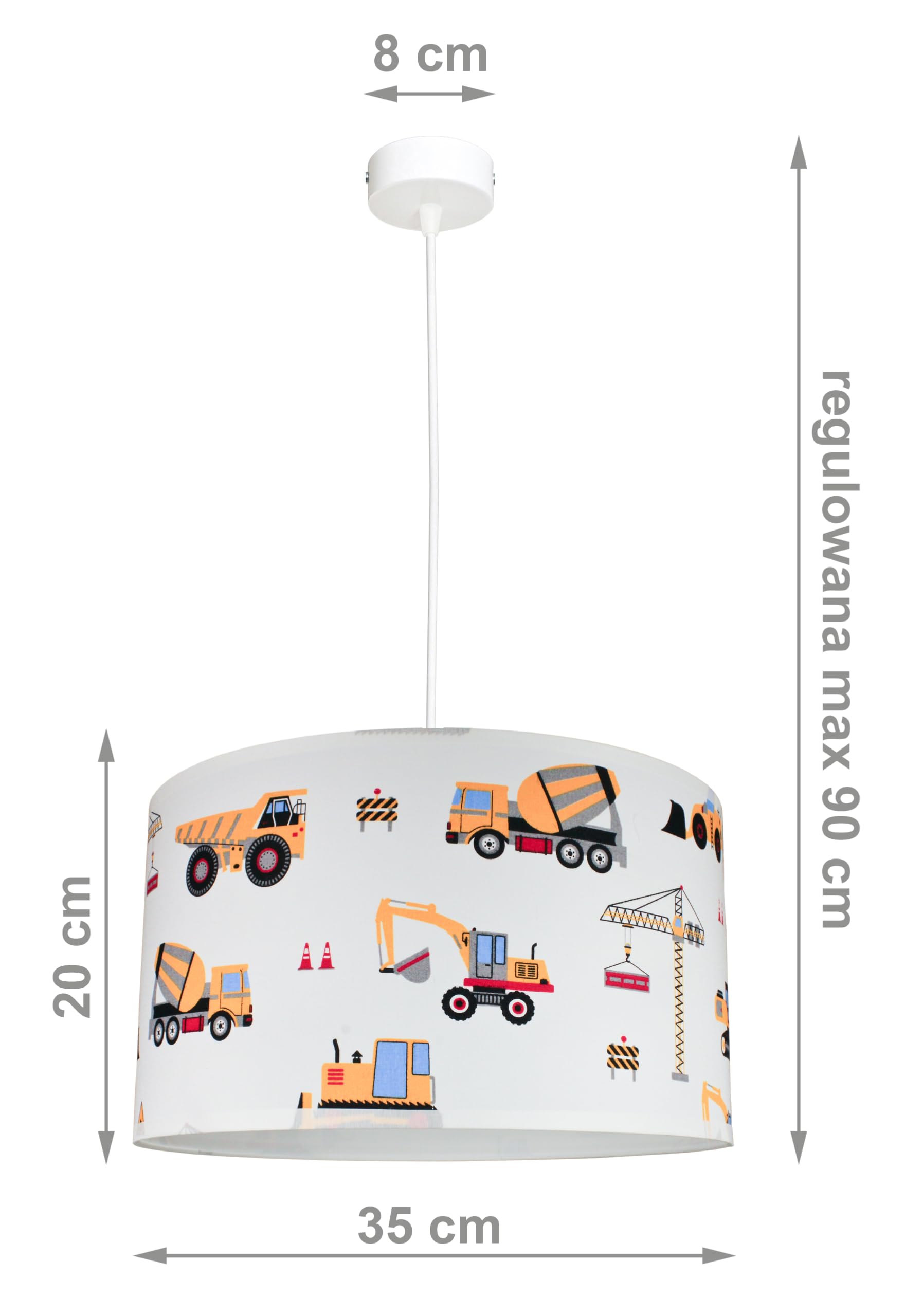 Lampe suspendue abat-jour Excavatrice pour enfants, métal, éclairage unique chambre d'enfant