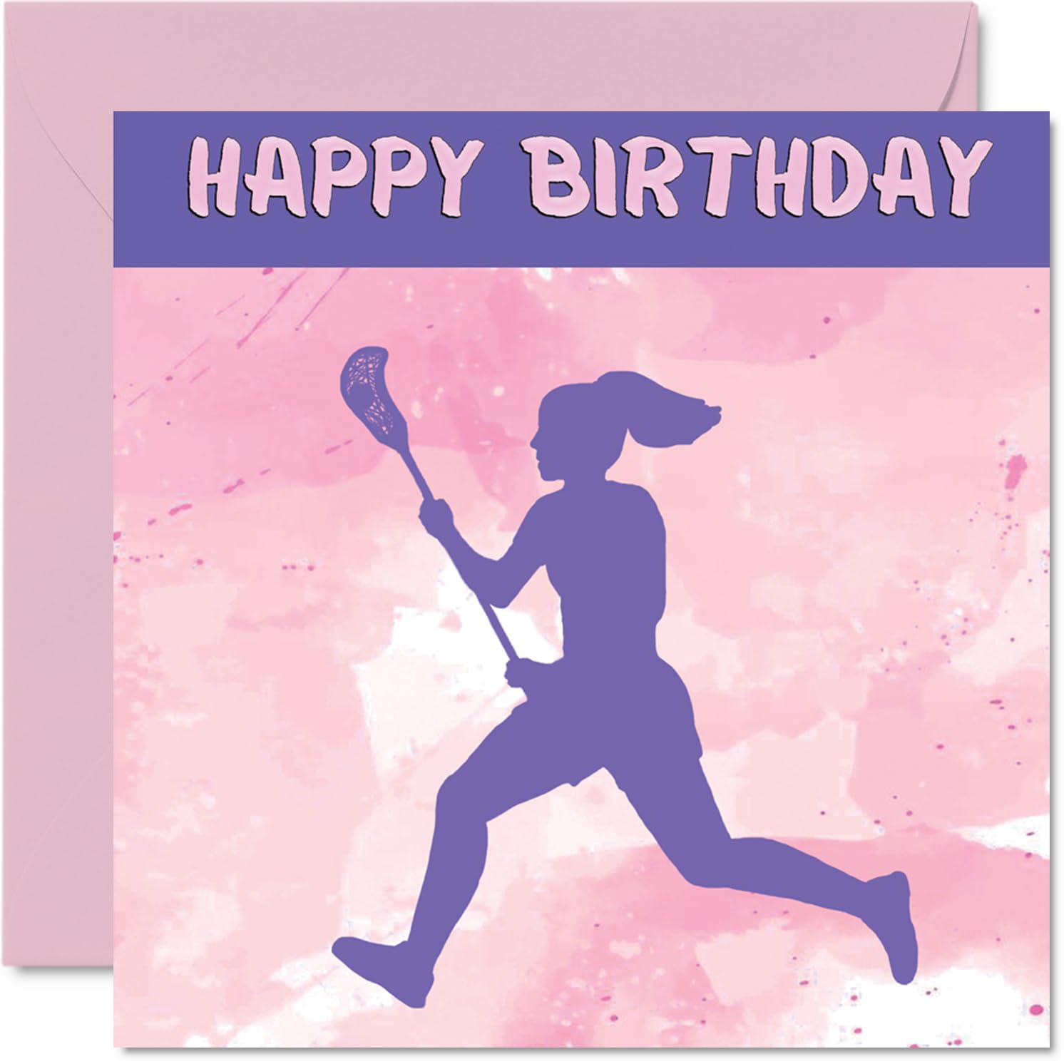 Sport Birthday Cards for Women Girls - Lacrosse Girls in Sport - Lacrosse Birthday Card for Friend Sister Daughter Niece Teammate, 145mm Athlete Greeting Cards