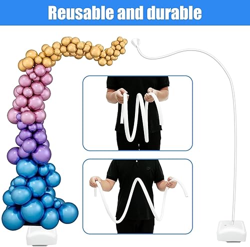 Miniatura 3 de Soporte de arco de globos forma de doblado libre de bricolaje de 8.2 pies y 5 pies, base rellena de agua, soporte de guirnalda de globos duradero