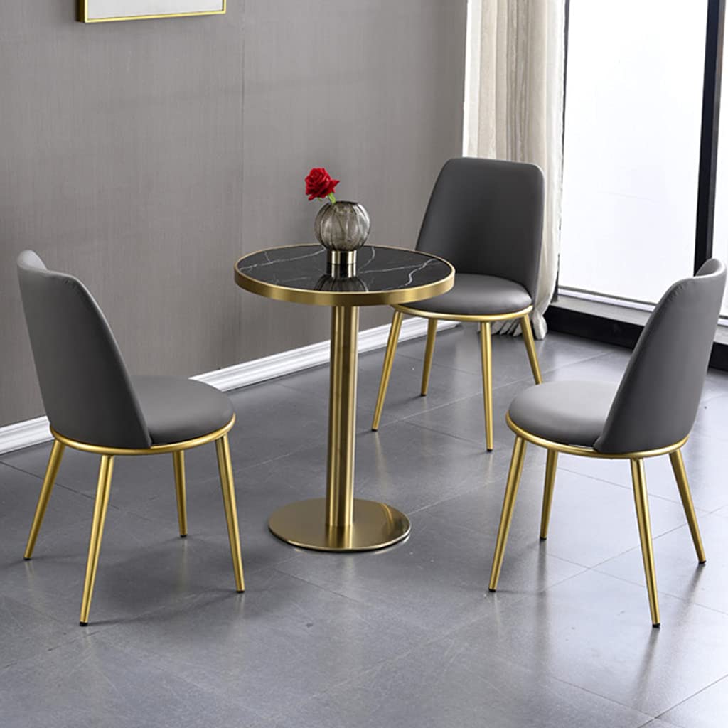 Ele Table de bar ronde en marbre – Table de bistrot et de salle à manger pour cuisine, maison, cafétéria, terrasse – Plateau en marbre noir – 74,9 cm – Parfaite pour les fêtes et les rassemblements