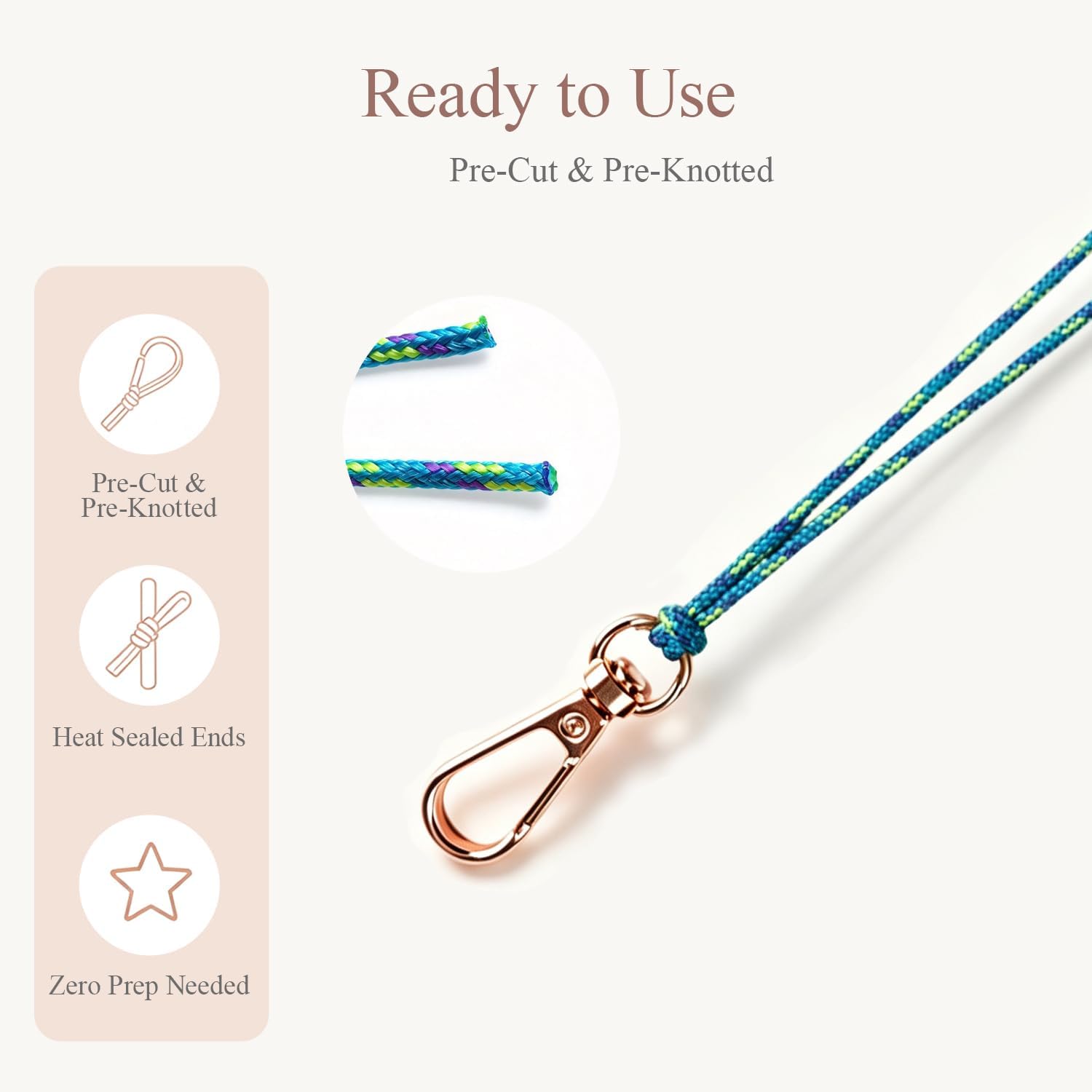 Paracord Keychain Kit, 10 Pcs Beadable Keychain Making Kit with 2mm Cord