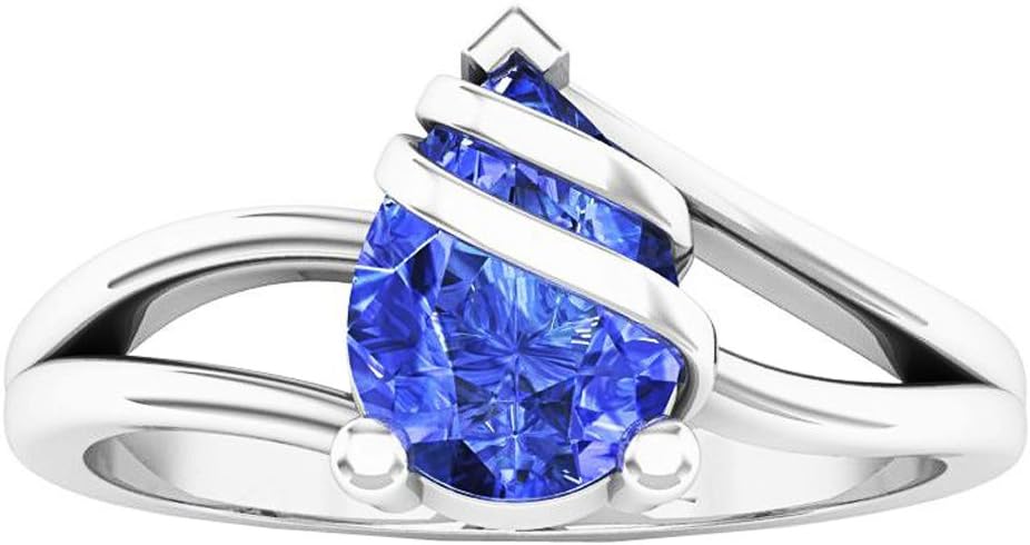 Dazzlingrock Collection Valentine's Day Gift 8X6 MM Pear Tanzanite Ladies Solitaire Bridal Teardrop Engagement Ring, Sterling Silver - Image 2