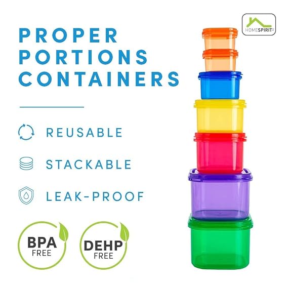 Home Spirit Proper Portions 21-Day Portion Control Containers 2 Sets, Sized for Weight Loss, Bariatric & Calorie-Based Meal Plans