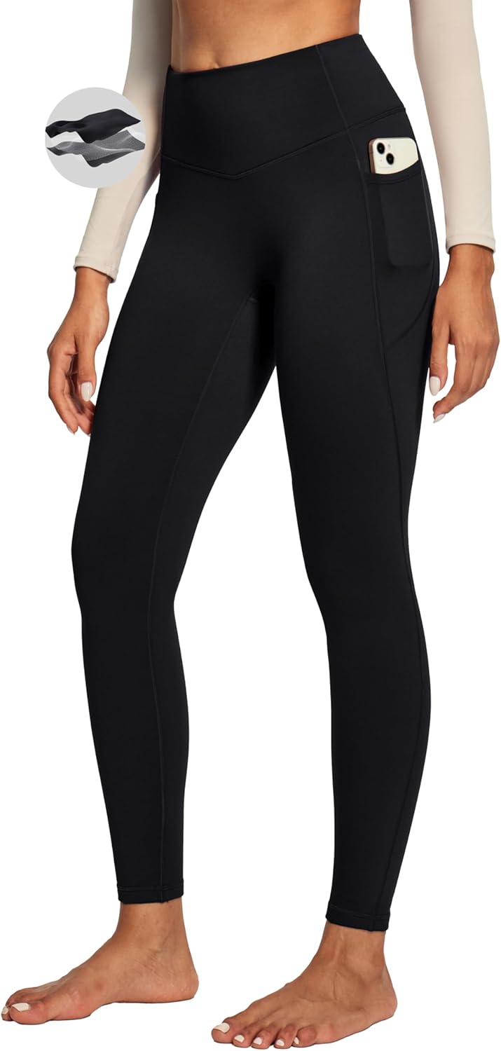 Heathyoga Fleece Lined Leggings Women with Pockets Thermal Leggings for Women Tummy Control Warm Winter Pants Yoga Pants