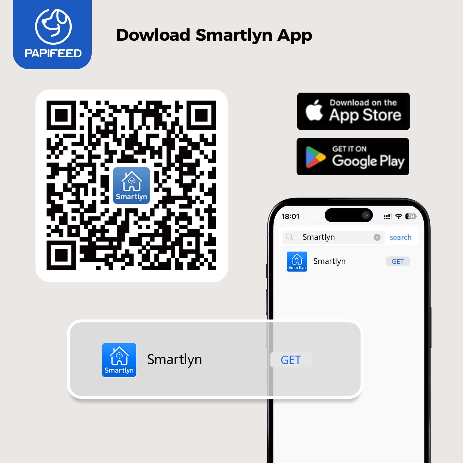 PAPIFEED Automatic Cat Feeder, 2.4G WiFi Auto Cat Food Dispenser with App Control, 3L Auto Pet Feeder with Dual Power Supply, Detachable for Easy Clean for Cats and Small Dogs, Grey