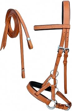 Horse Western Bitless Sidepull Bridle Reins Tack 7709 Horse