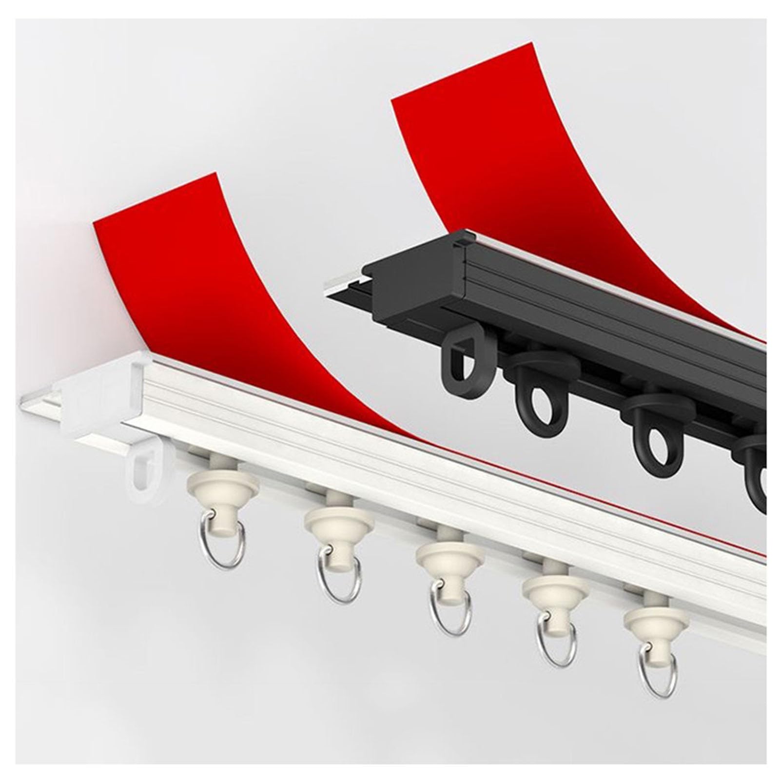 Self Adhesive Curtain Track For Ceiling Mounting, Aluminum Curtain Rail System For Bedroom/Window/Rv(White,130cm-51.1in)