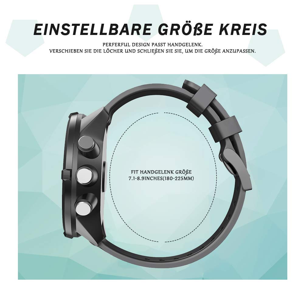 Bracelet Silicone 24mm Souple Et Respirant – Compatible Suunto 9/Baro/D5/D7/Spartan & Autres Montres 24 Mm