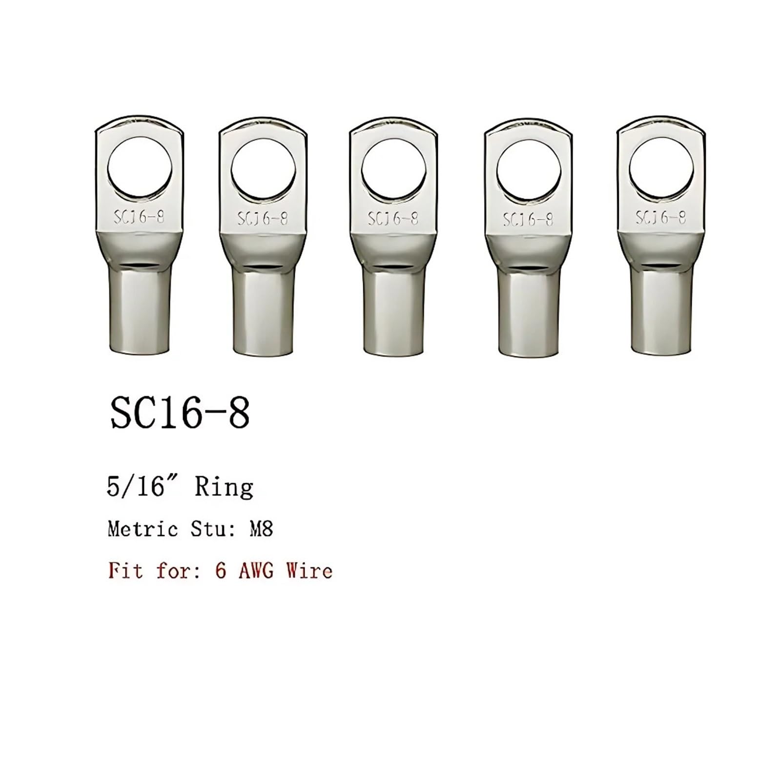 Connecteurs de Fil d'anneau de cosse en cuivre, 100 pièces, borne à sertir électrique, SC6-6 SC6-8 SC10-6 SC10-8 SC16-6 SC16-10 SC25-6 SC25-12(SC25-10 100PCS,5 Lot(500 PCS))