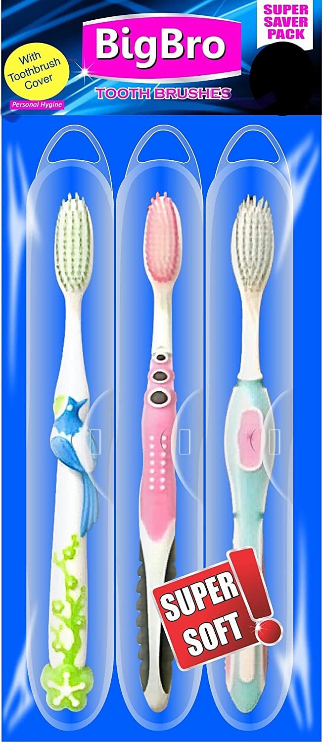 BigBro Manual Toothbrush Extra Soft Bristles With Case Cover For Adults Men And Women Multicolour (Super Saver Combo Set Of 3) (B09PG8SW36) Amazon Price History, Amazon Price Tracker