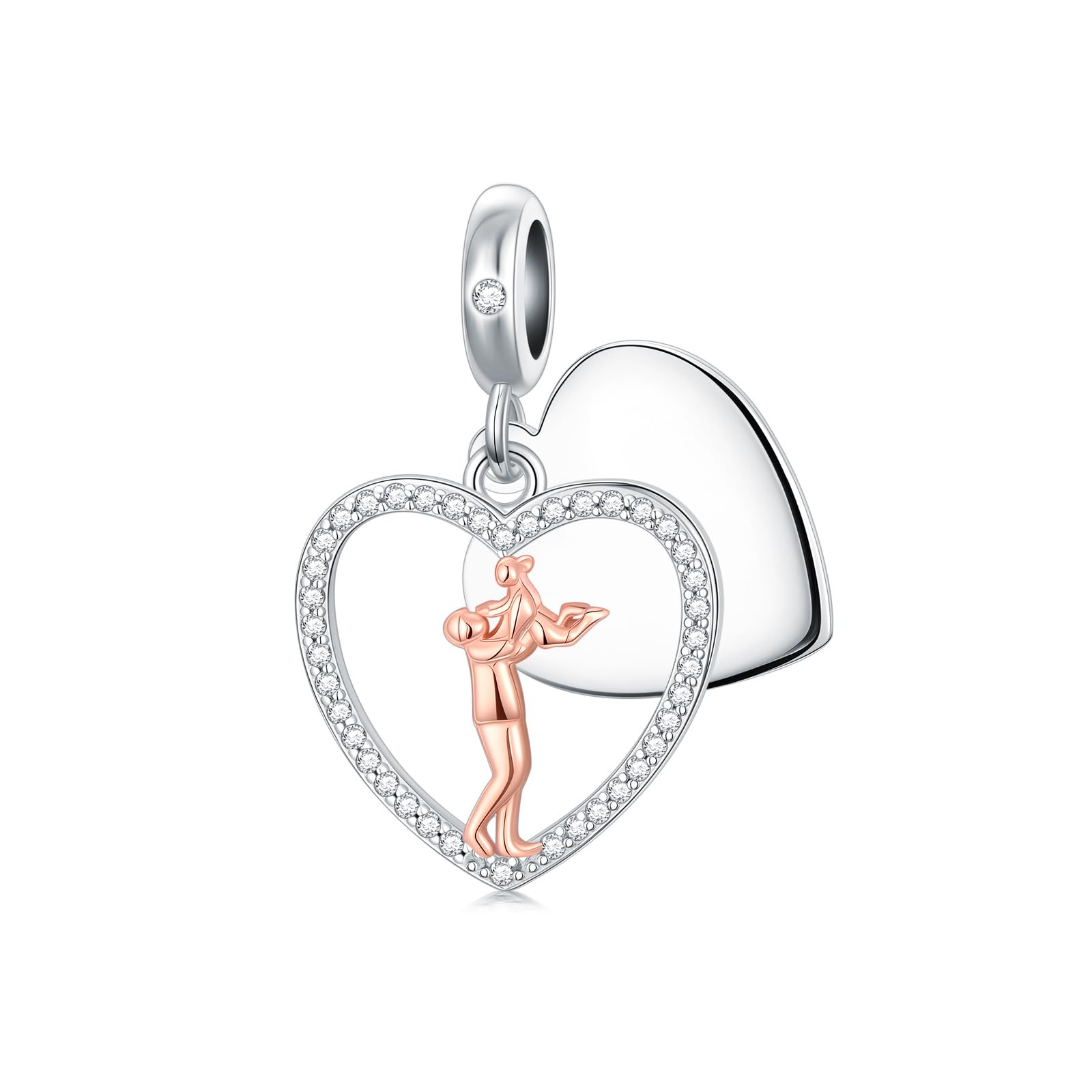 PROESS Father Mother Daughter Charm fit Charms Bracelet Sterling Silver Charms for Bracelets Birthday Valentines Day Gifts for Daughter Mother Lover