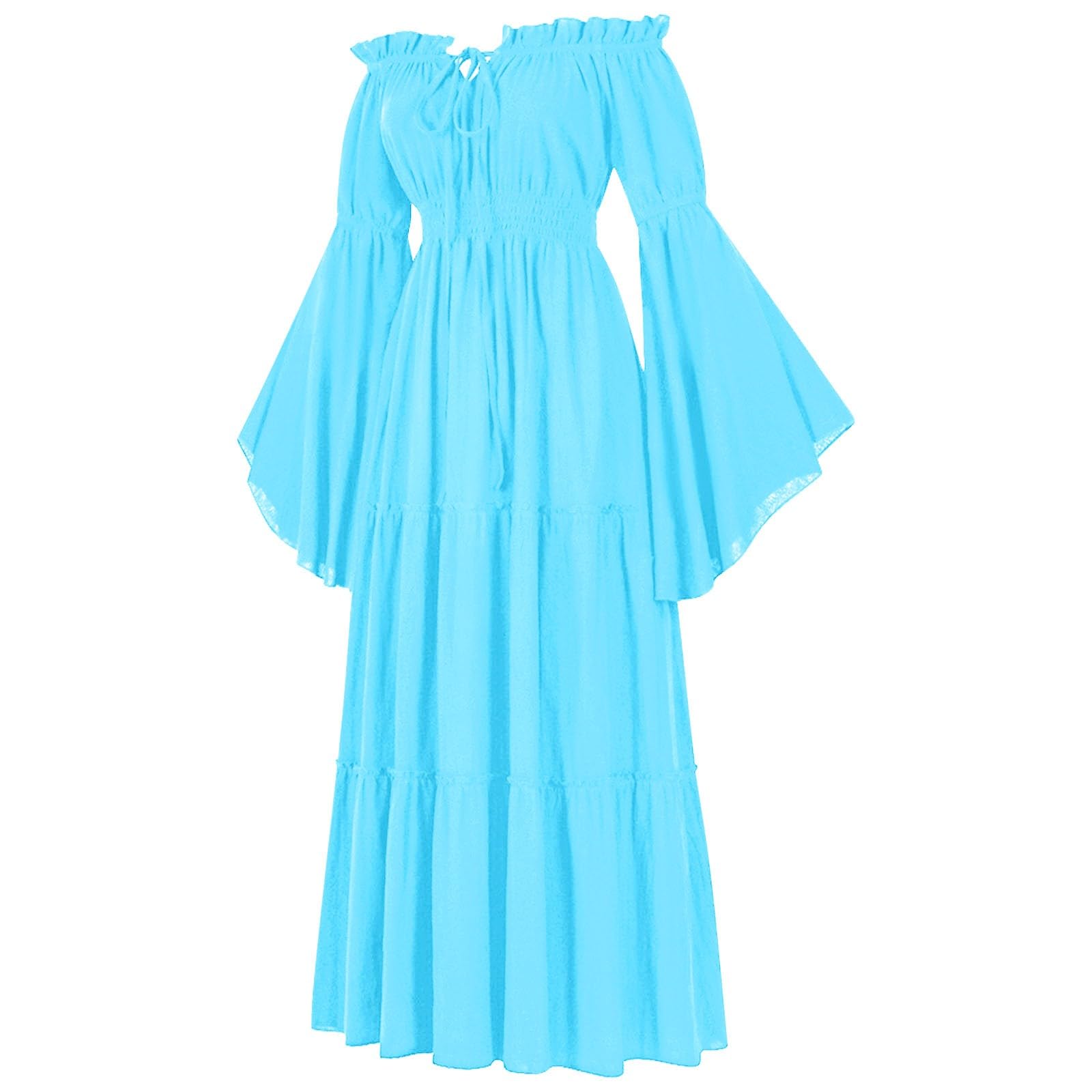 Abito medievale da donna a corsetto con spalle scoperte e traino | Abito da ballo festivo, modellante, perfetto per balli e mercati medievali