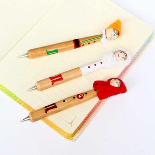 Miniatura 7 de Tofficu Regalo de Navidad 6 unids bolígrafo de madera de Navidad papelería s estudiantes fiesta de Navidad favores de Navidad tinta gel pluma niño