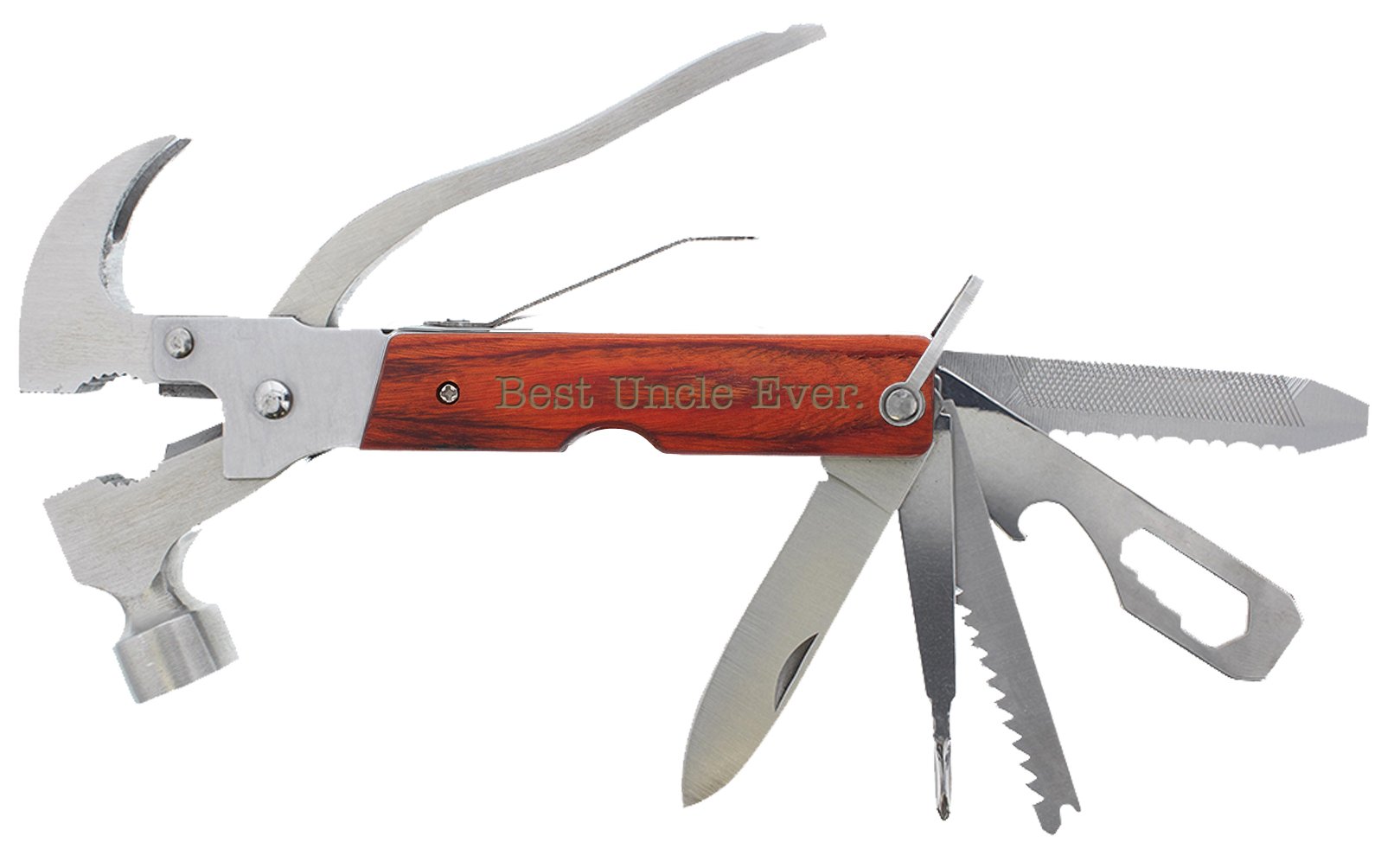 Fathers Day Tool for Uncle Best Uncle Ever Laser Engraved 12-in-1 Hammer Multitool Camping Survival Hammer Multi Tool