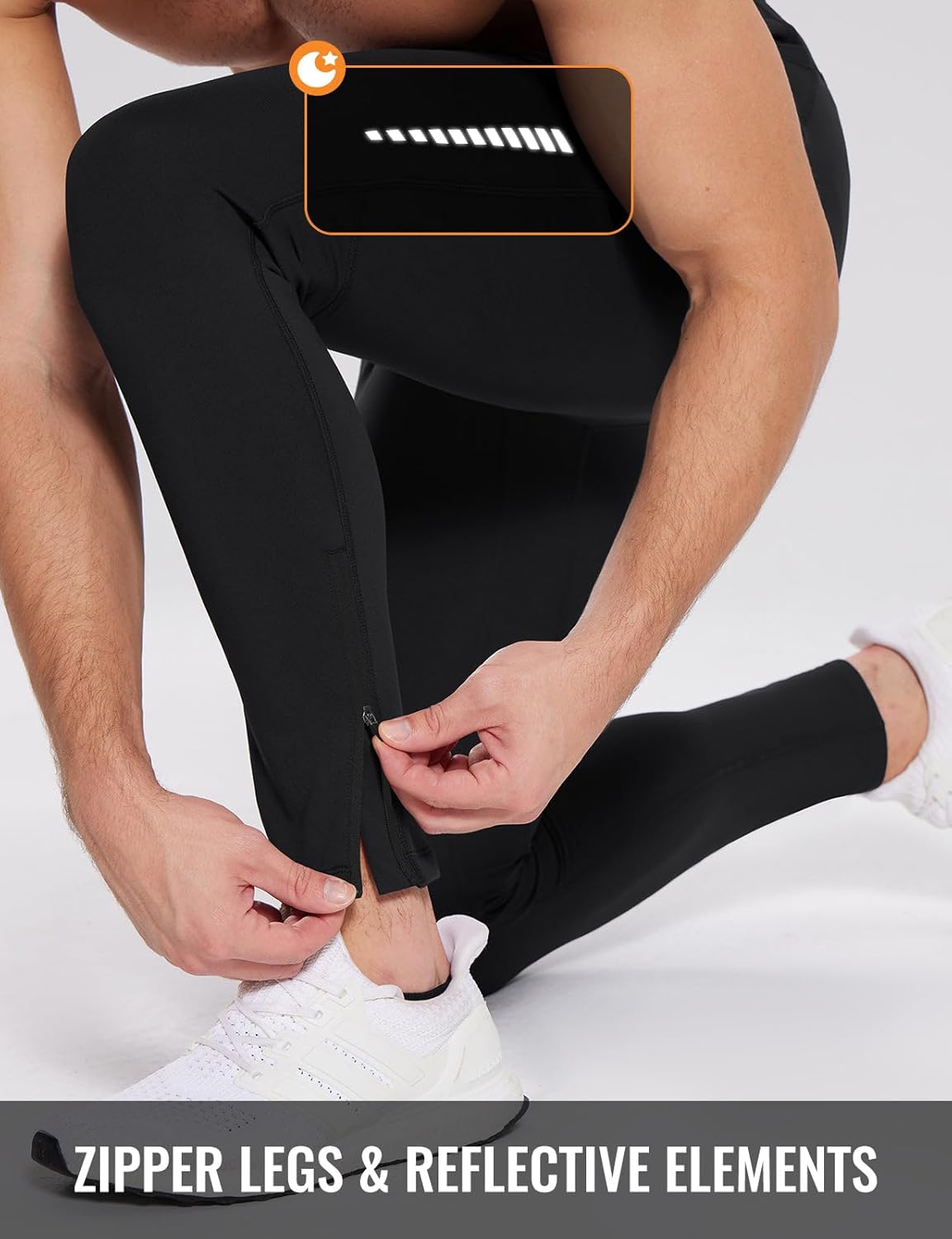 baleaf Men's Thermal Running Tights Fleece Compression Leggings Winter Pants Zipper Pockets Cycling Gear Cold Weather - Image 6