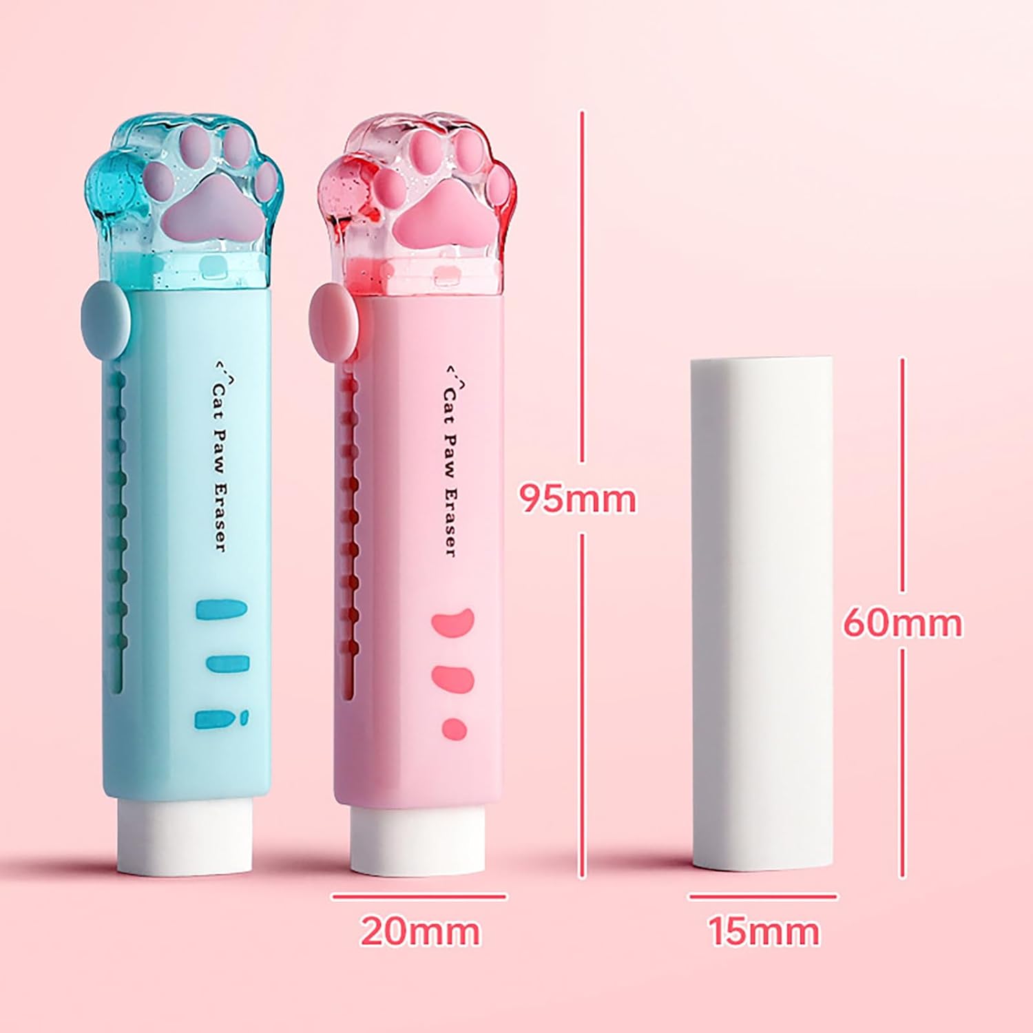 Cute Kawaii Cat Paw Erasers Retractable Rubber Push-Pull Erasers for School Office