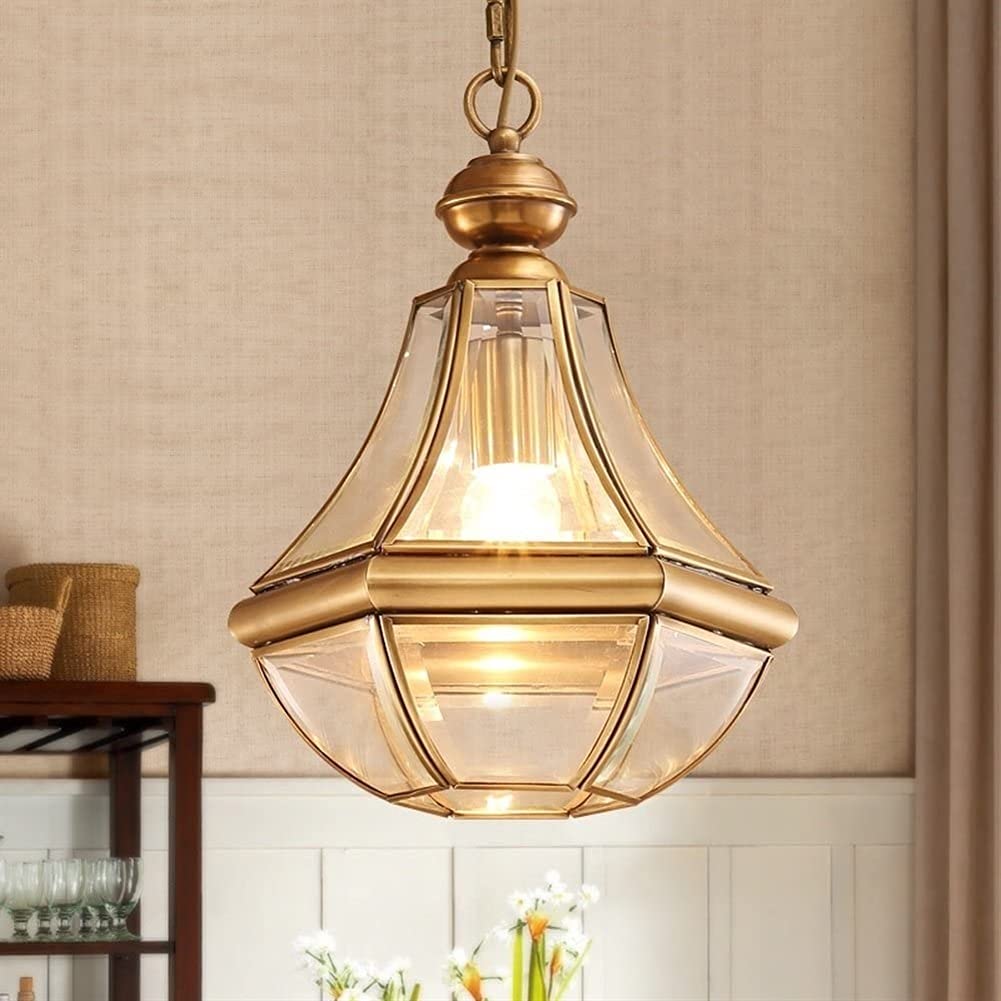 Lanterne suspendue en cuivre et verre antique pour porche élégant