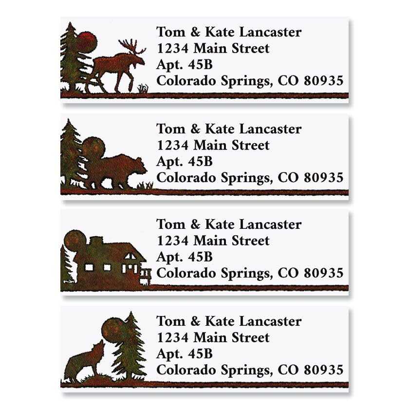 Country Lodge Small Return Address Labels (4 Designs) - Set of 240 2" x 5/8" Self-Adhesive, Flat-Sheet Labels