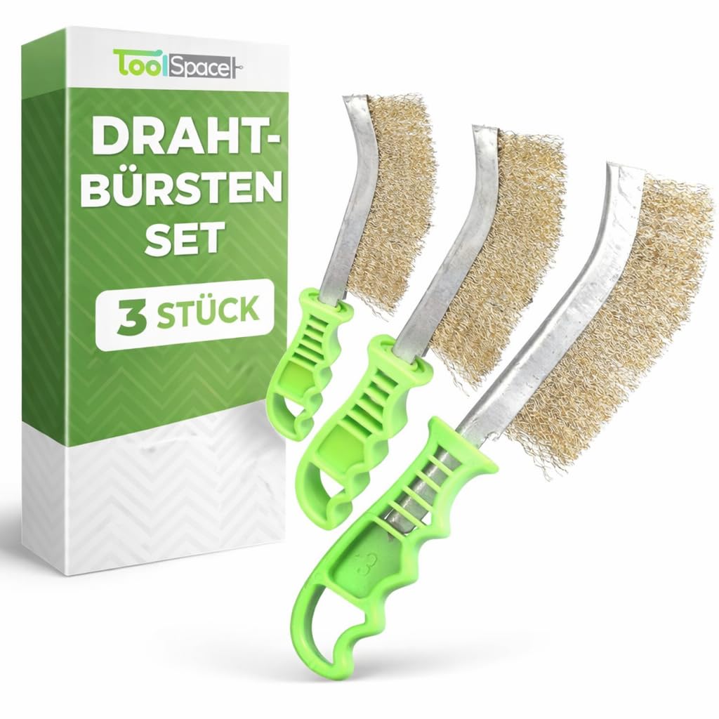 Wire Brush Set – 3-Piece – Stainless Steel Brush for Grill, Rust, Sweat, Paint & Dust – Wire Brush Set with Comfort Grip Handle – Stainless Steel Brush Grill – Hand Wire Brush Set