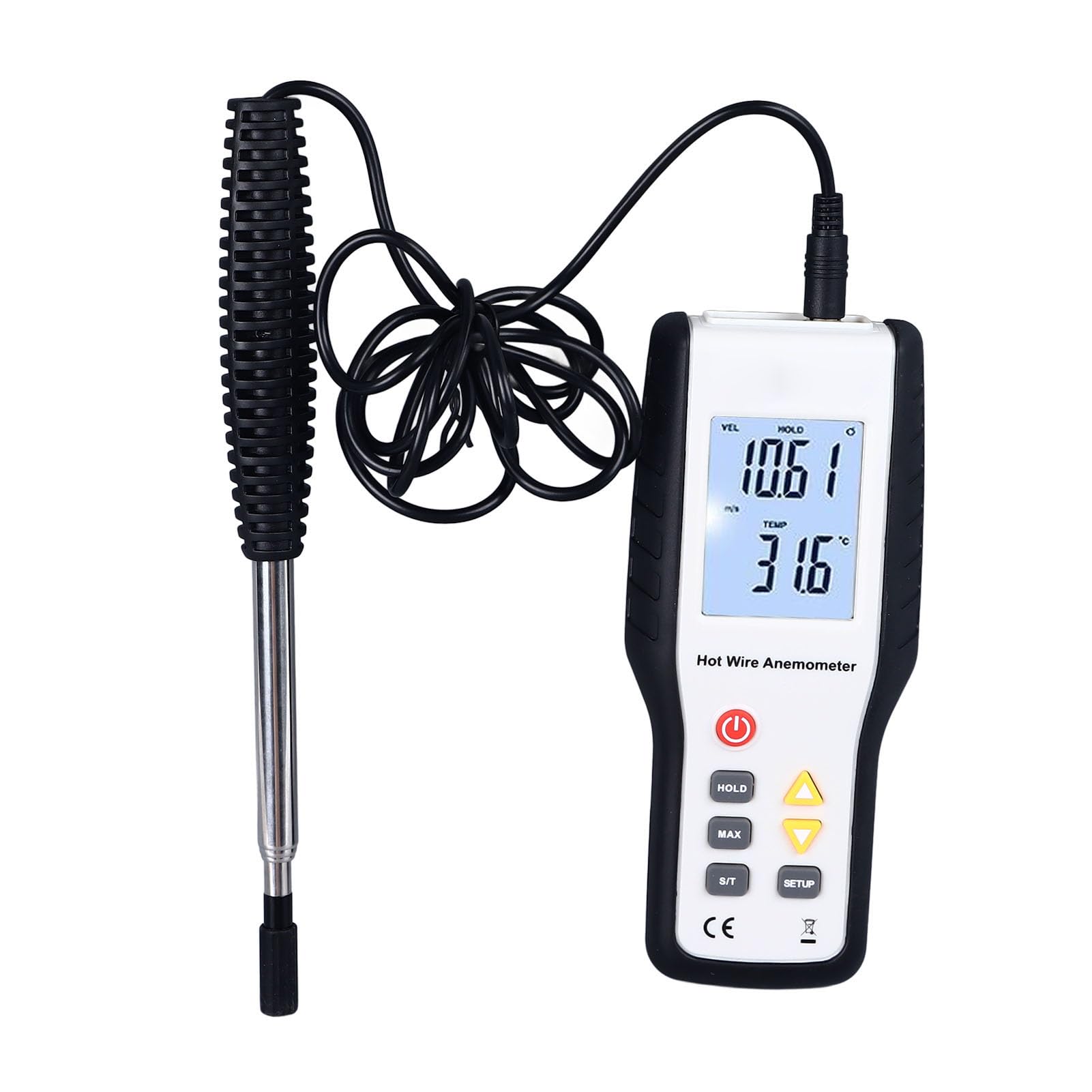 Anémomètre Thermique, Affichage LCD Portable, Compteur Numérique de Vitesse du Flux D'air, Haute sensibilité, Compteur de Vitesse du Vent, Compteur de Température pour la