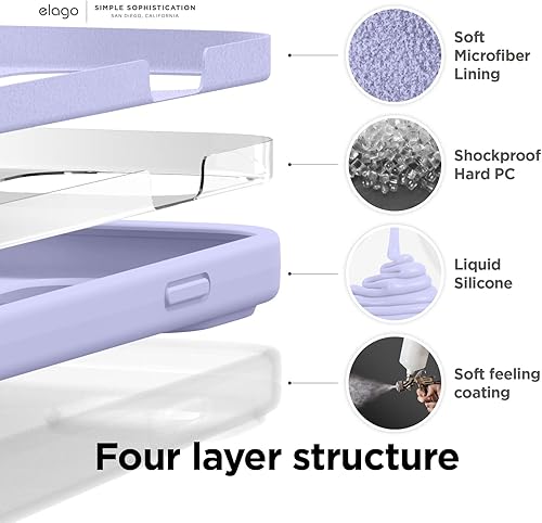 Miniatura 5 de elago Compatible con iPhone 14, funda de silicona líquida, funda protectora de cuerpo completo, a prueba de golpes, diseño delgado, forro de