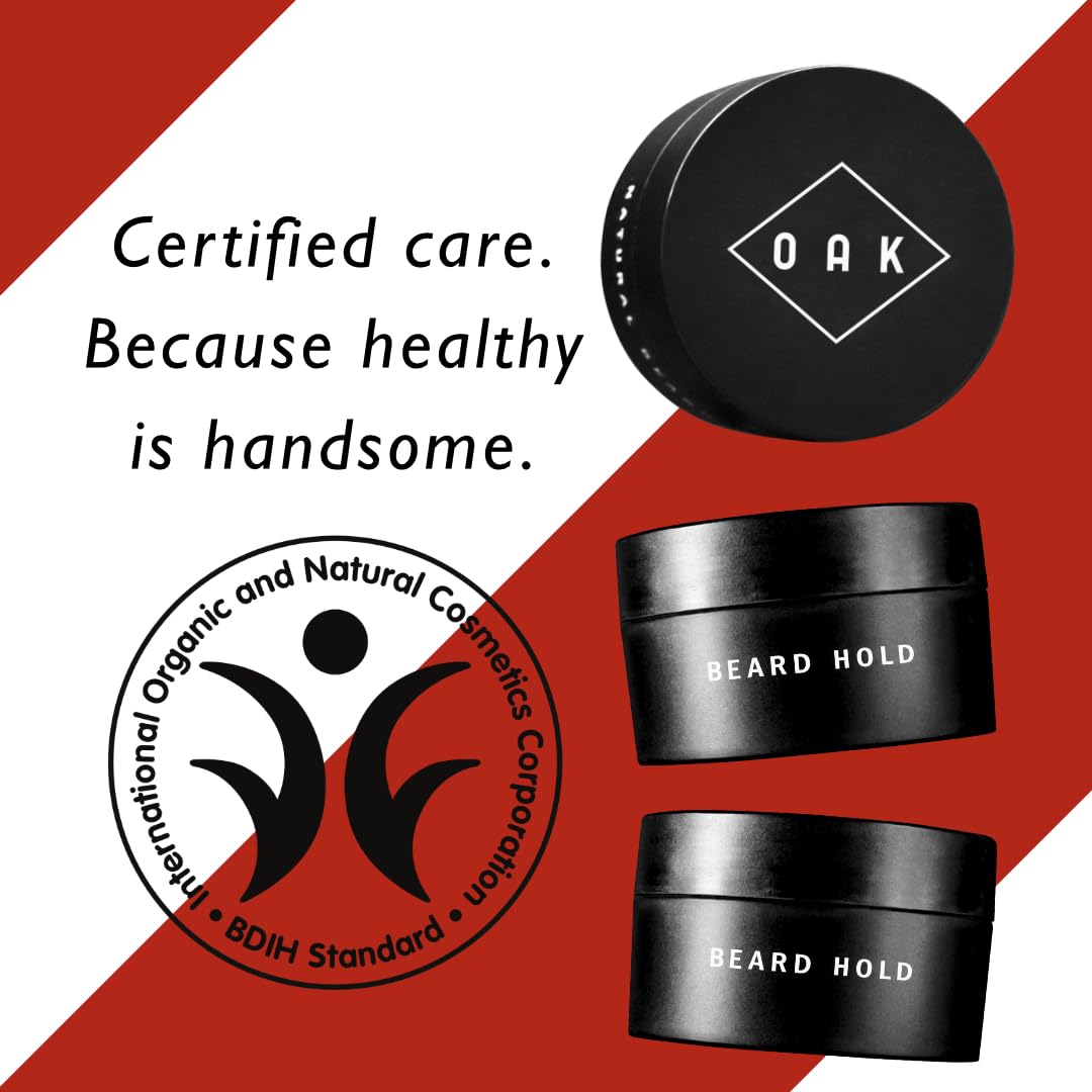 OAK BEARD HOLD I Bartwachs, Bartpomade (50 ml): Bringt Halt und kompakte Form. Bartstyling mit natürlichen Wachsen und Ölen für Männer mit Vollbart. Zertifizierte Naturkosmetik aus Berlin.