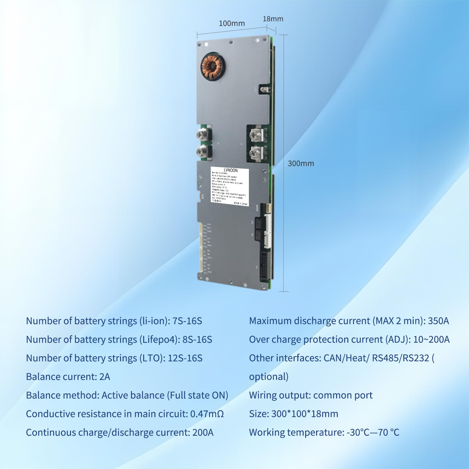 PB1A2A Smart Active Inverter BMS z aplikacją na smartfon, do litowo-jonowego NCM LFP LiFePo4 LTO System zarządzania baterią 7S do 16S 48V 51.2V 100A 150A 200A Home Energy BMS (PB2A16S200A)