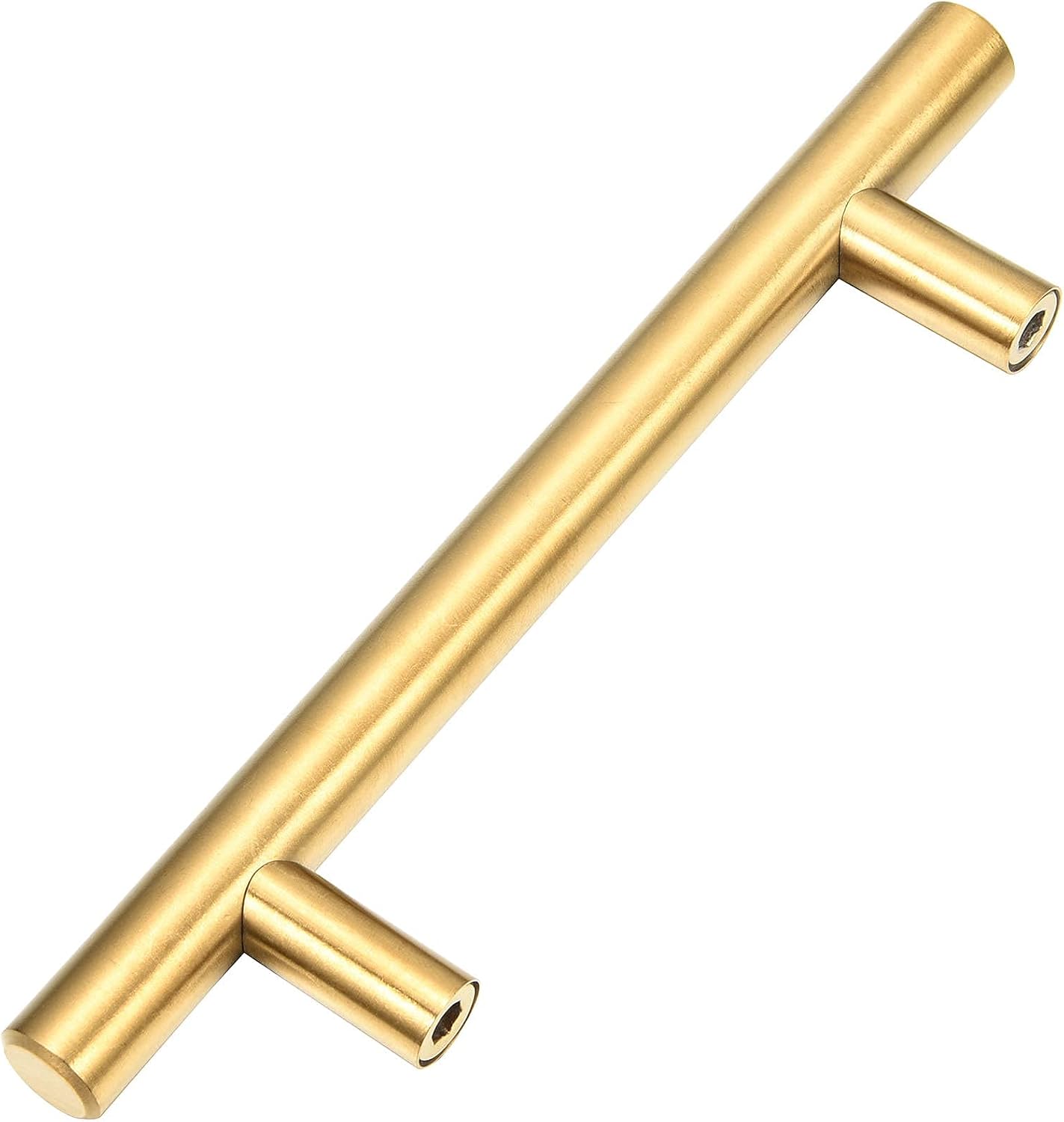 15 Pack Cabinet Pulls Brushed Gold Stainless Steel T Bar Pull Handles for Furniture Kitchen Cabinet Cupboard Drawer Door Handle Pull Knobs (Overall Length 6", Hole Center 3-3/4")
