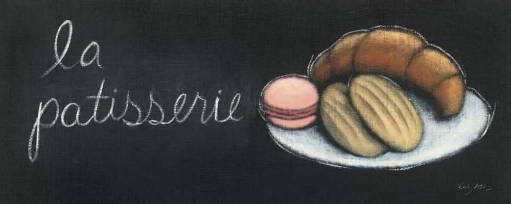 Feeling at home Toile encadrée avec tableau noir américain, menu-II-Patisserie-Adams-Emily-Cuisine-Impression sur cadre en bois-horizontale-35 x 89 cm
